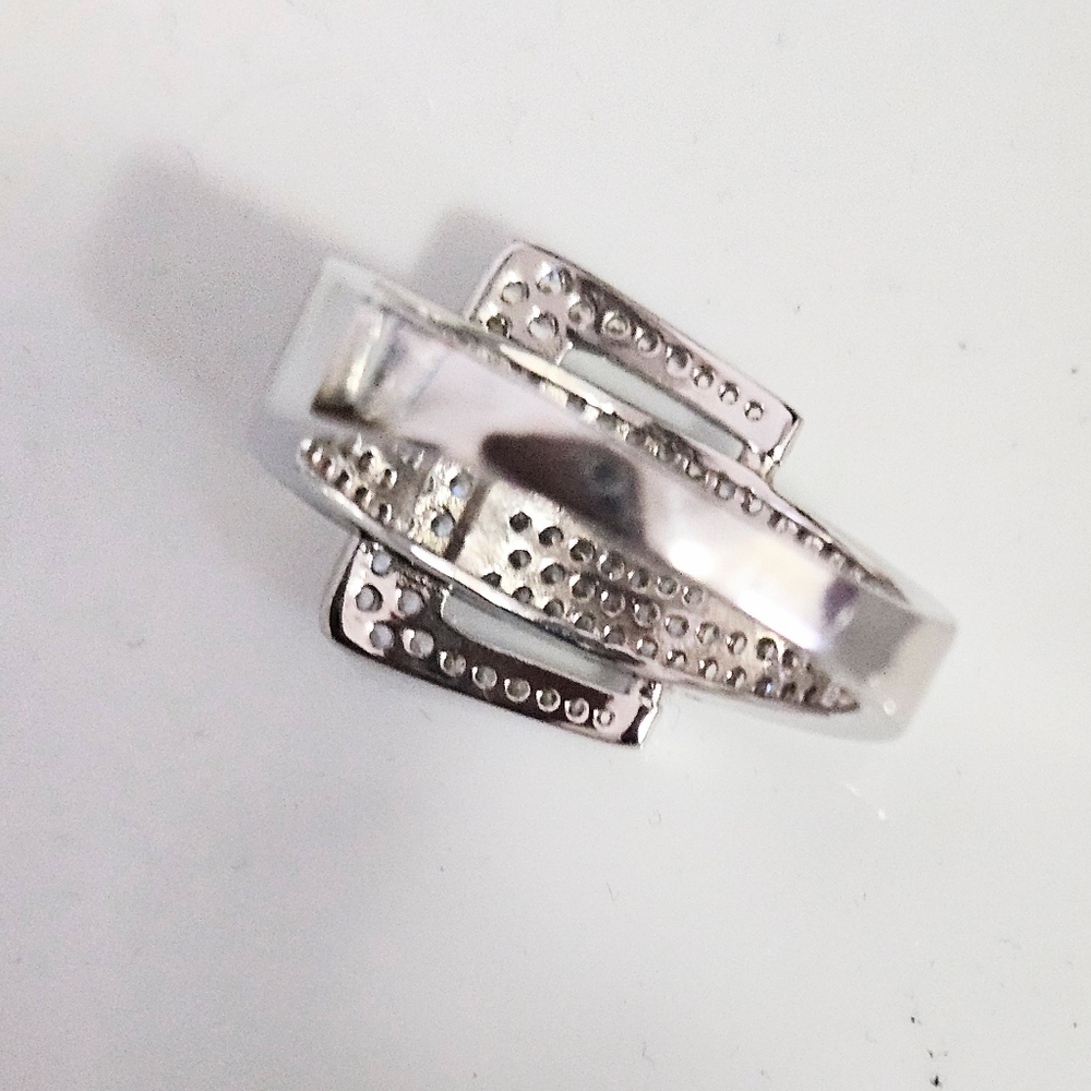 BELLA LUCE BUCKLE RING RHODIUM OVER STERLING SILVER SIZE 9 - Picture 5 of 6